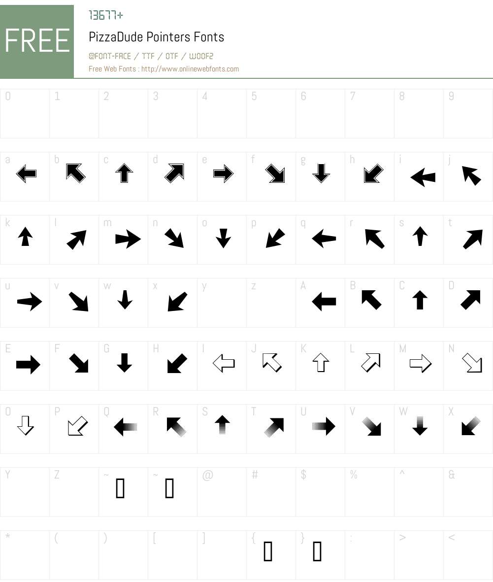 PizzaDude Pointers Font Screenshots