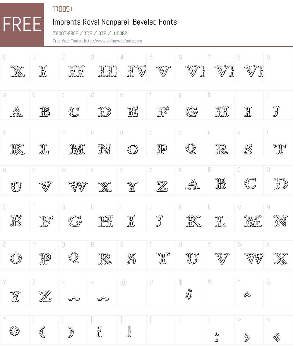 Imprenta Royal Nonpareil Beveled Font Screenshots