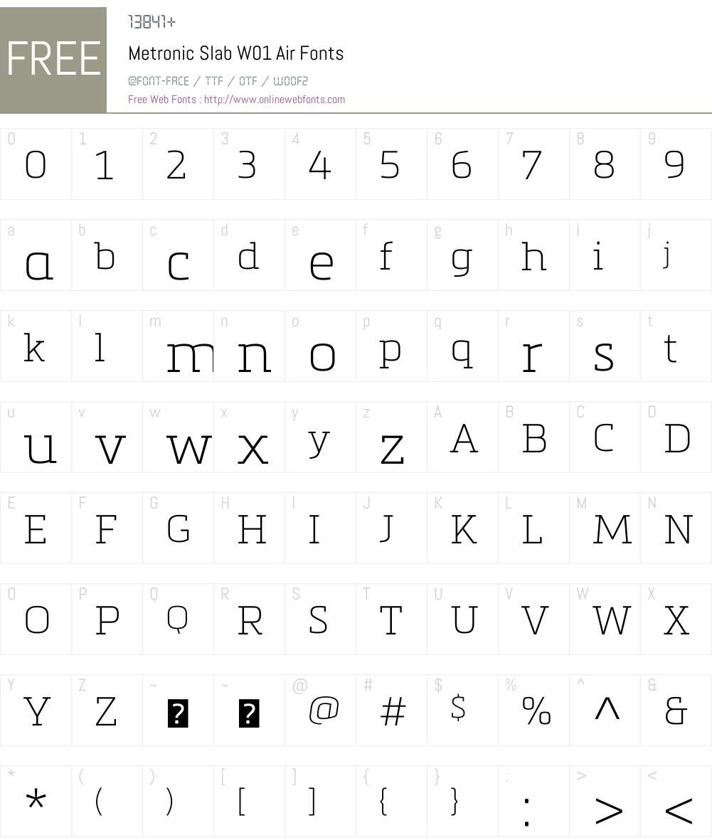 MetronicSlabW01-Air Font Screenshots