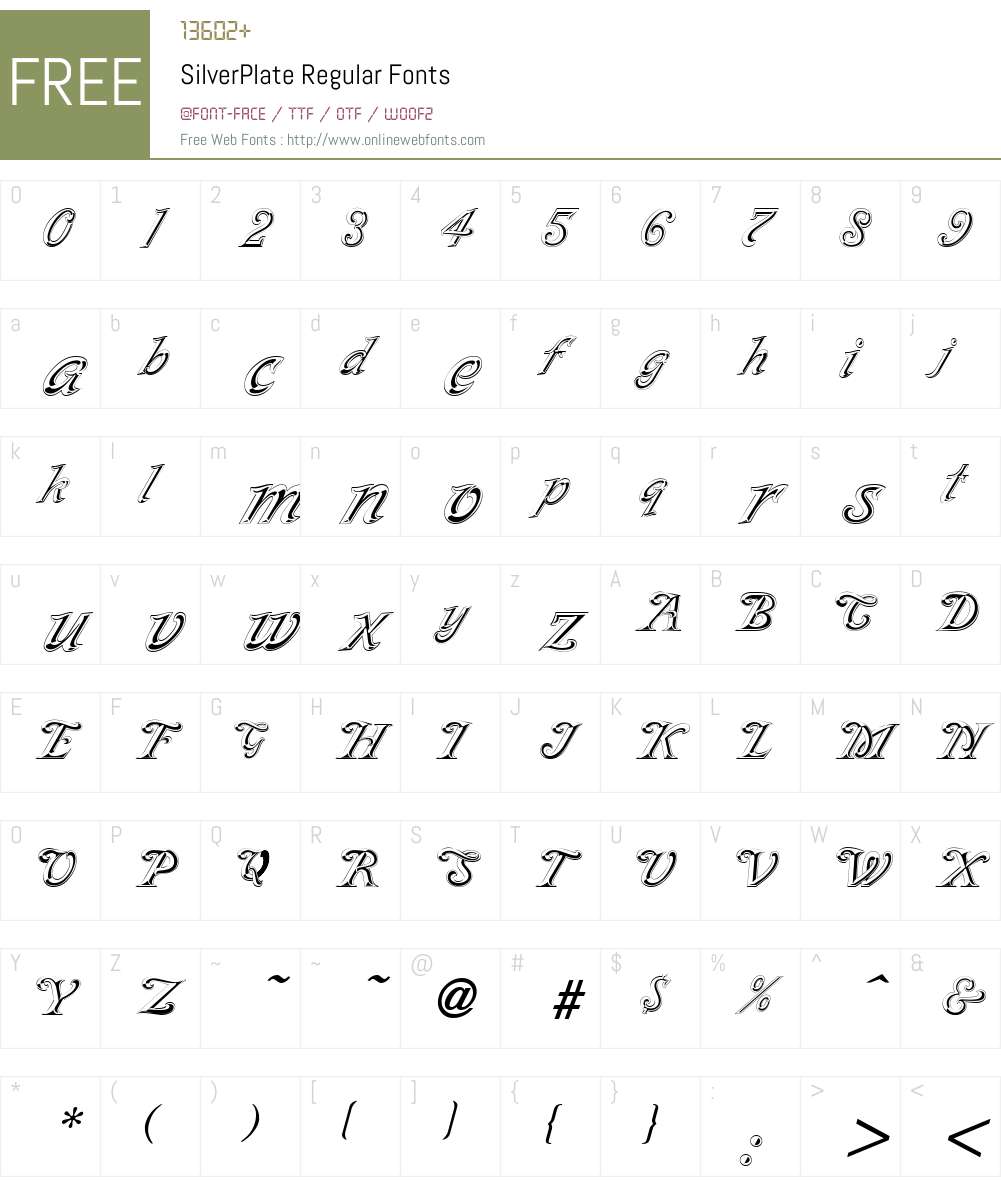 SilverPlate Font Screenshots