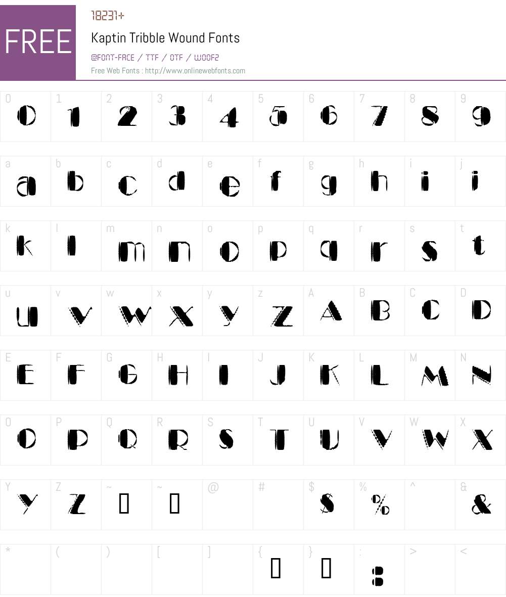 Kaptin Tribble Wound Font Screenshots