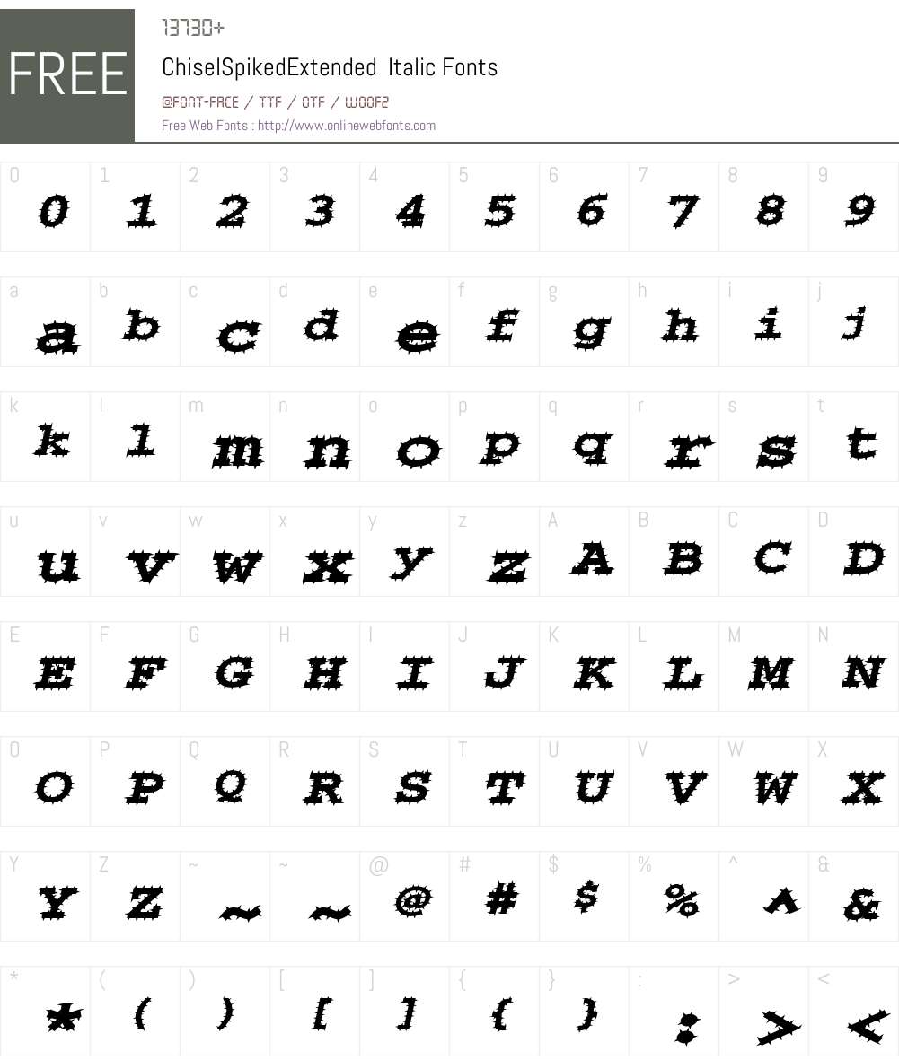 ChiselSpikedExtended Font Screenshots