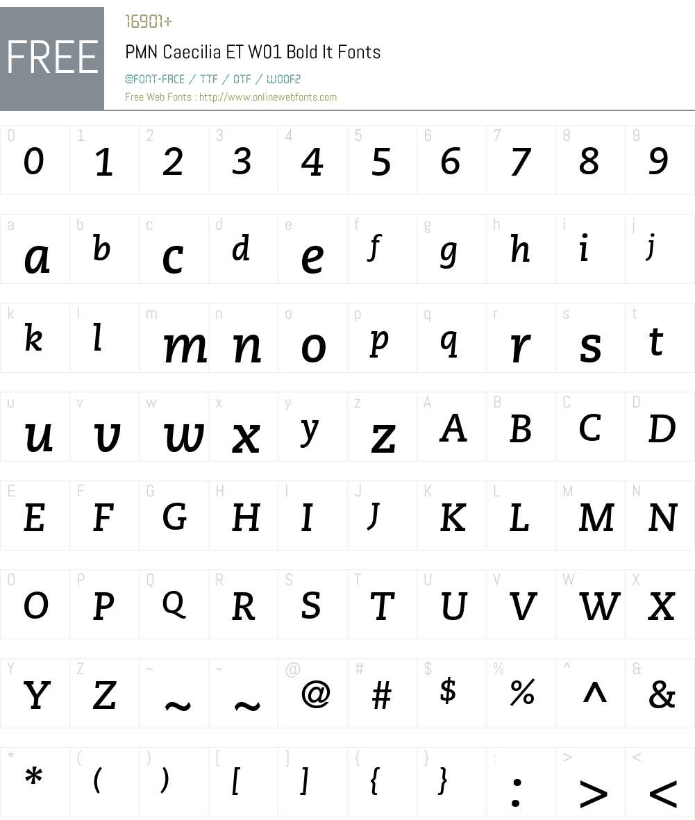 PMNCaeciliaETW01-BoldIt Font Screenshots