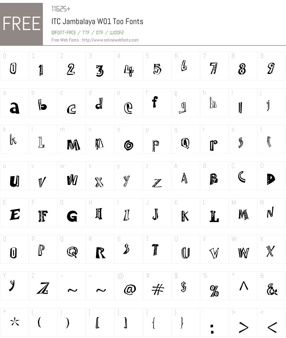 ITCJambalayaW01-Too Font Screenshots