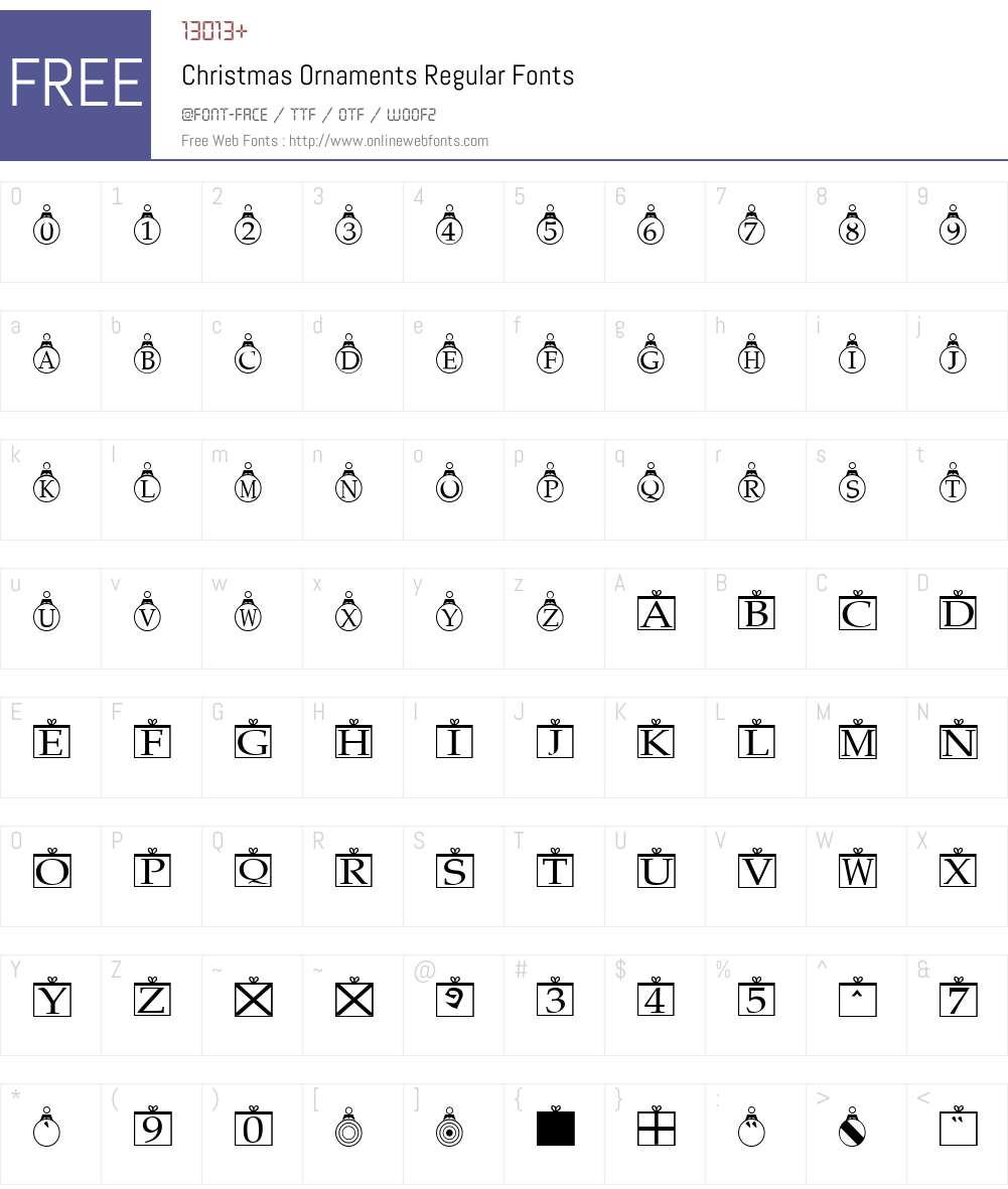 Christmas Ornaments Font Screenshots