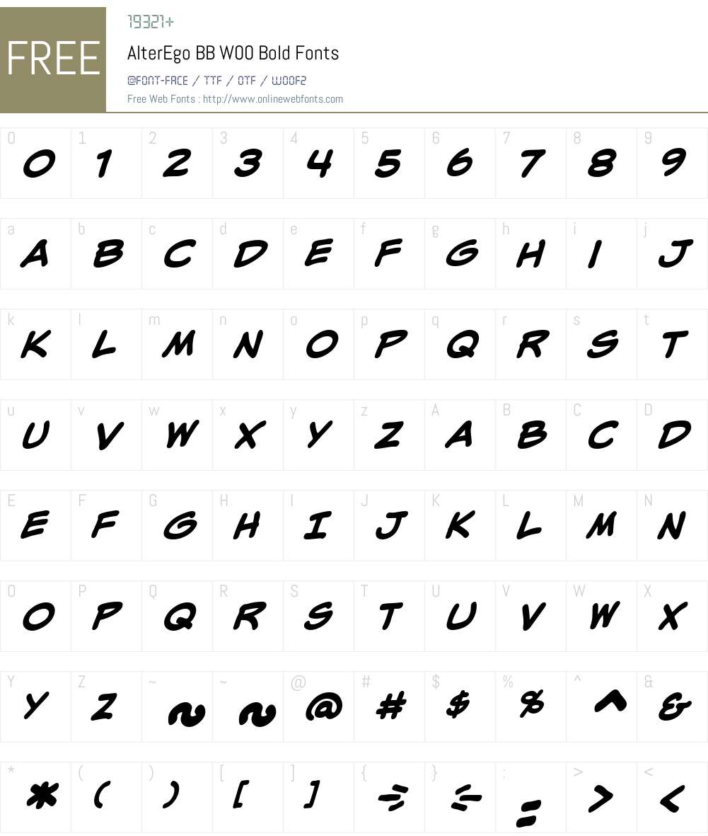 AlterEgoBBW00-Bold Font Screenshots