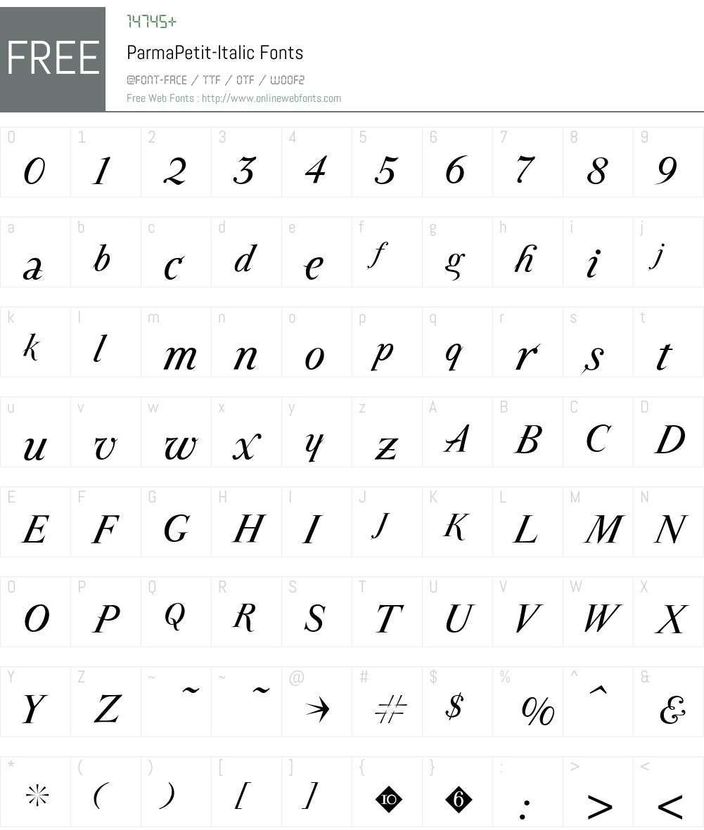 ParmaPetit Font Screenshots