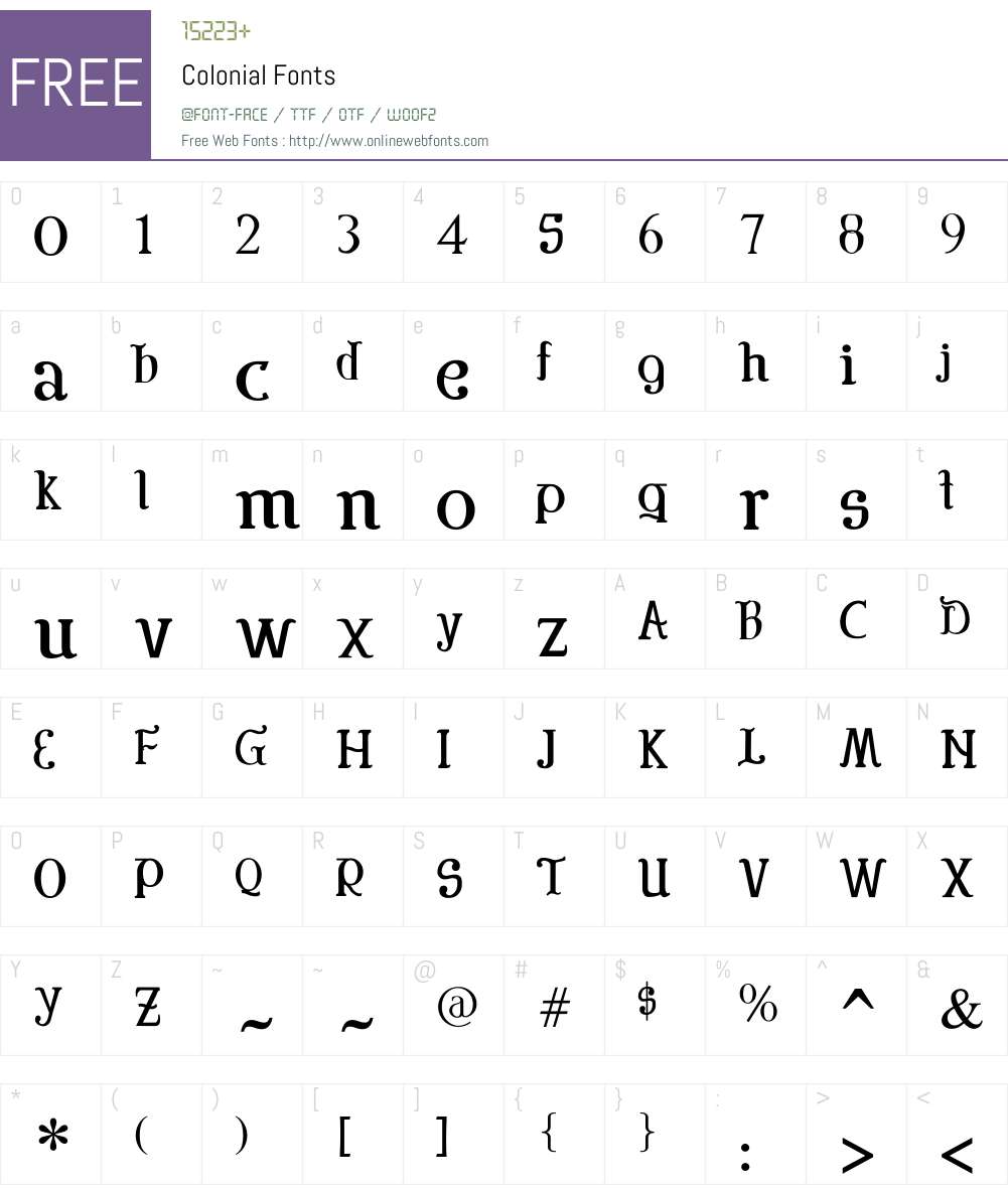 Colonial Font Screenshots