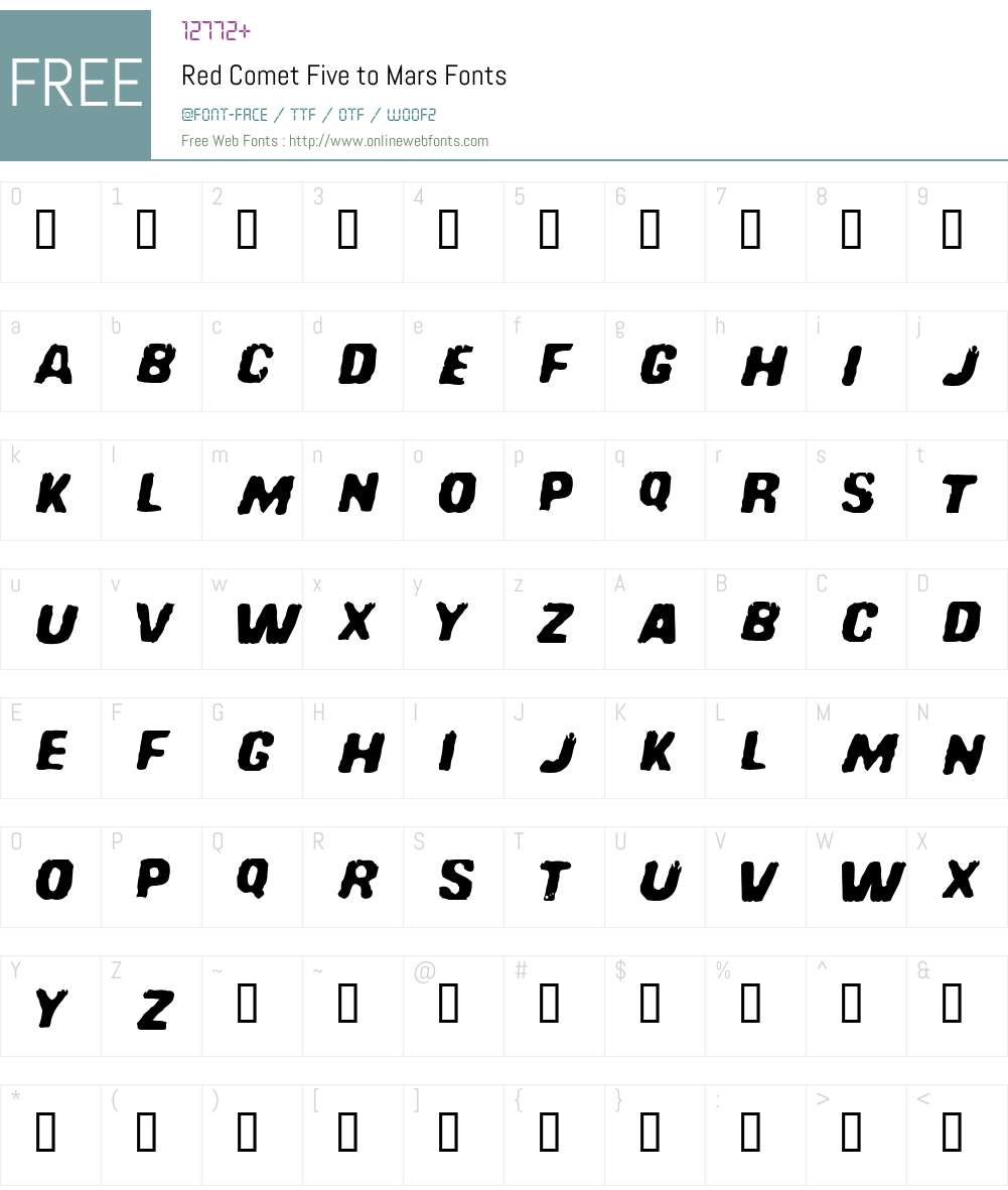 Red Comet Five to Mars Font Screenshots