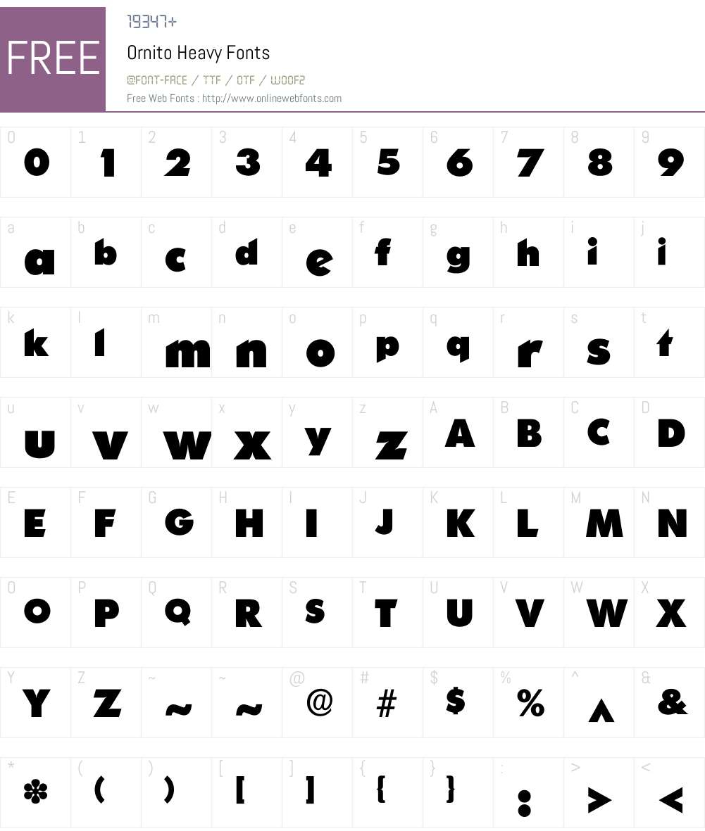 Ornito Font Screenshots