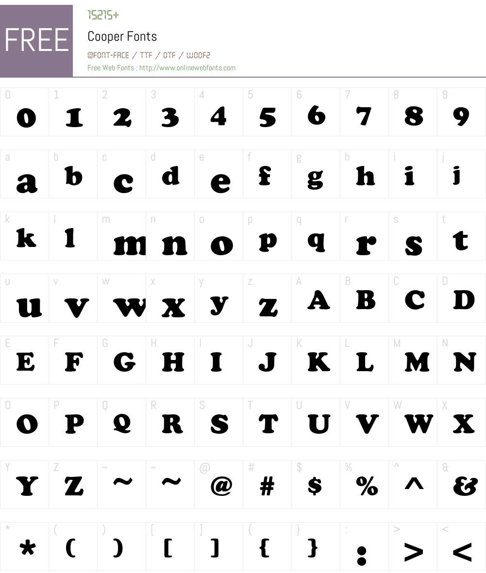 Cooper Font Screenshots