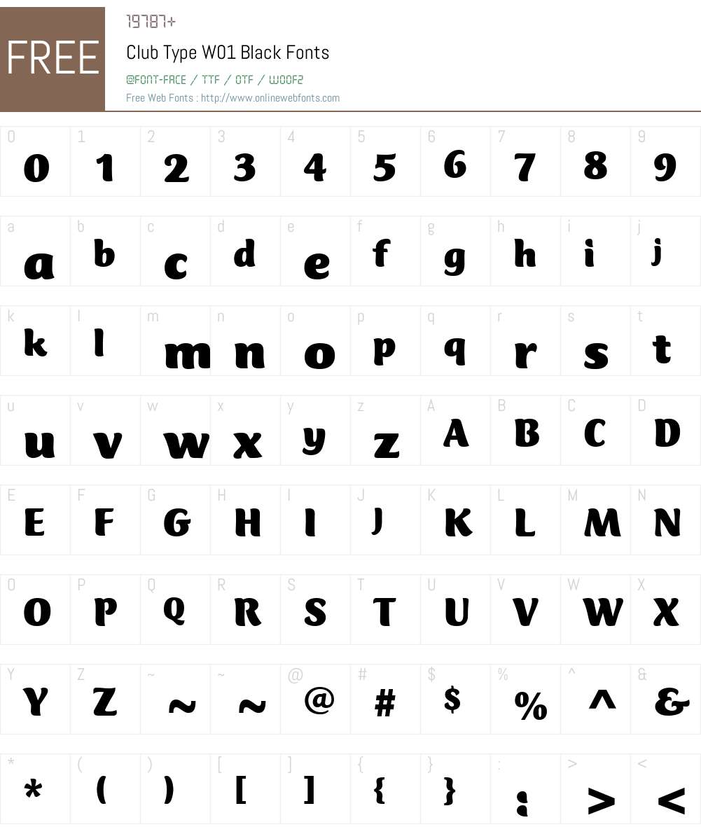 ClubTypeW01-Black Font Screenshots