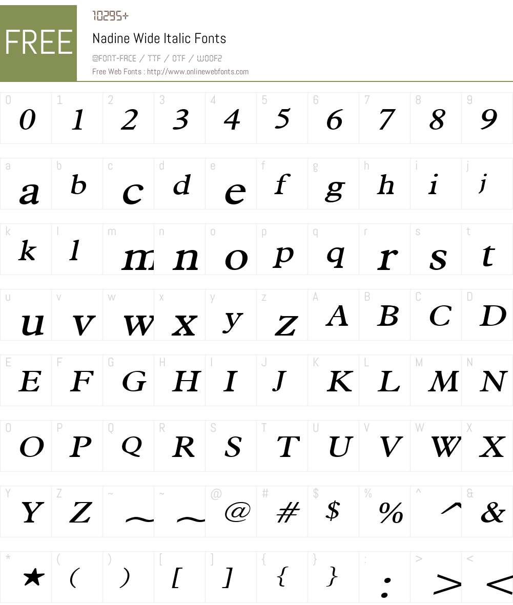 Nadine Wide Font Screenshots
