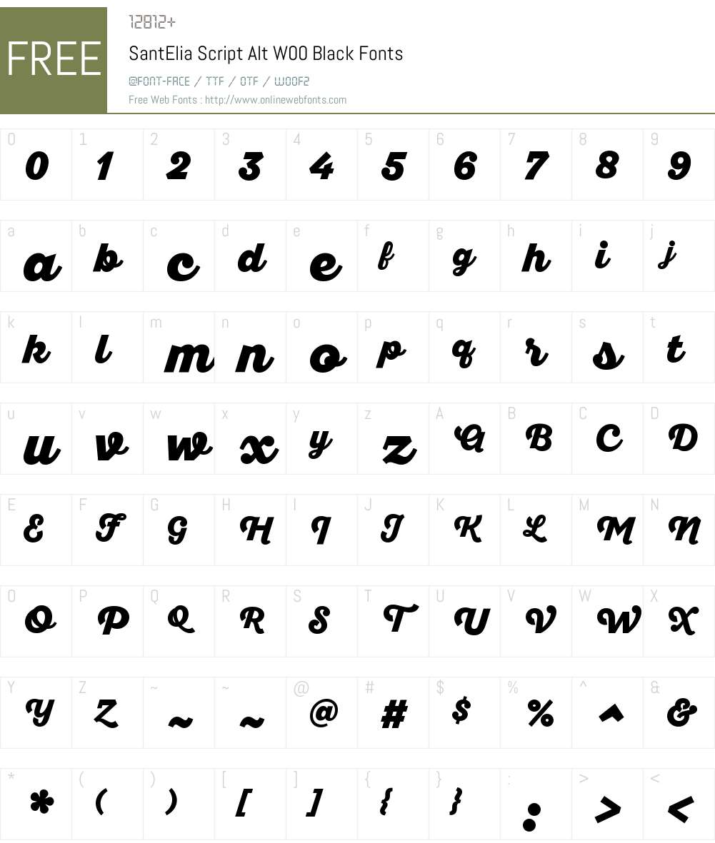 SantEliaScriptAltW00-Black Font Screenshots
