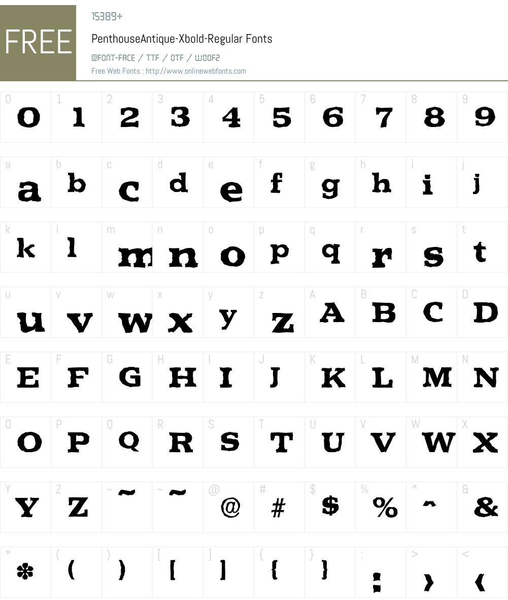PenthouseAntique-Xbold Font Screenshots