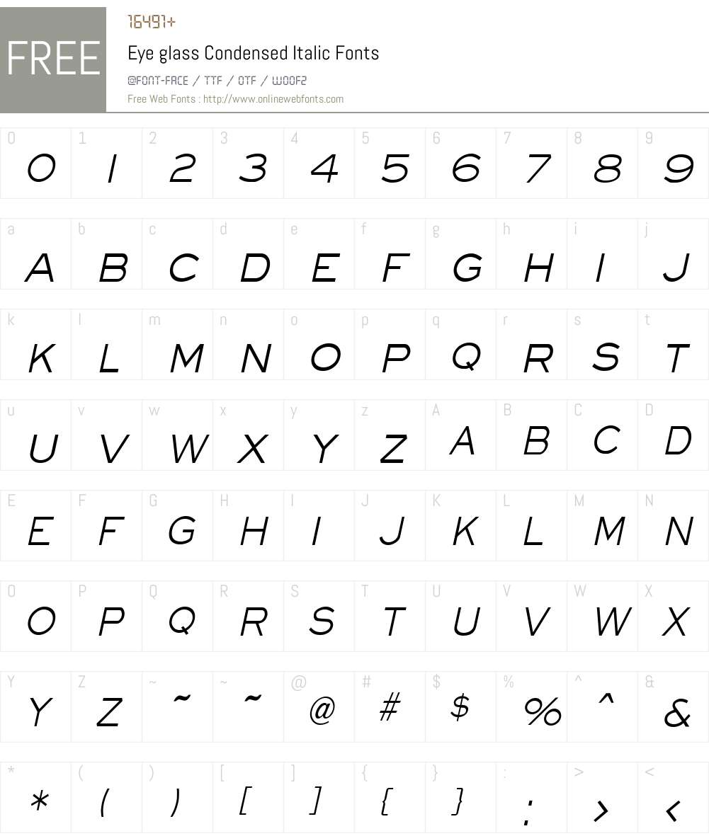 Eye glass Condensed Font Screenshots