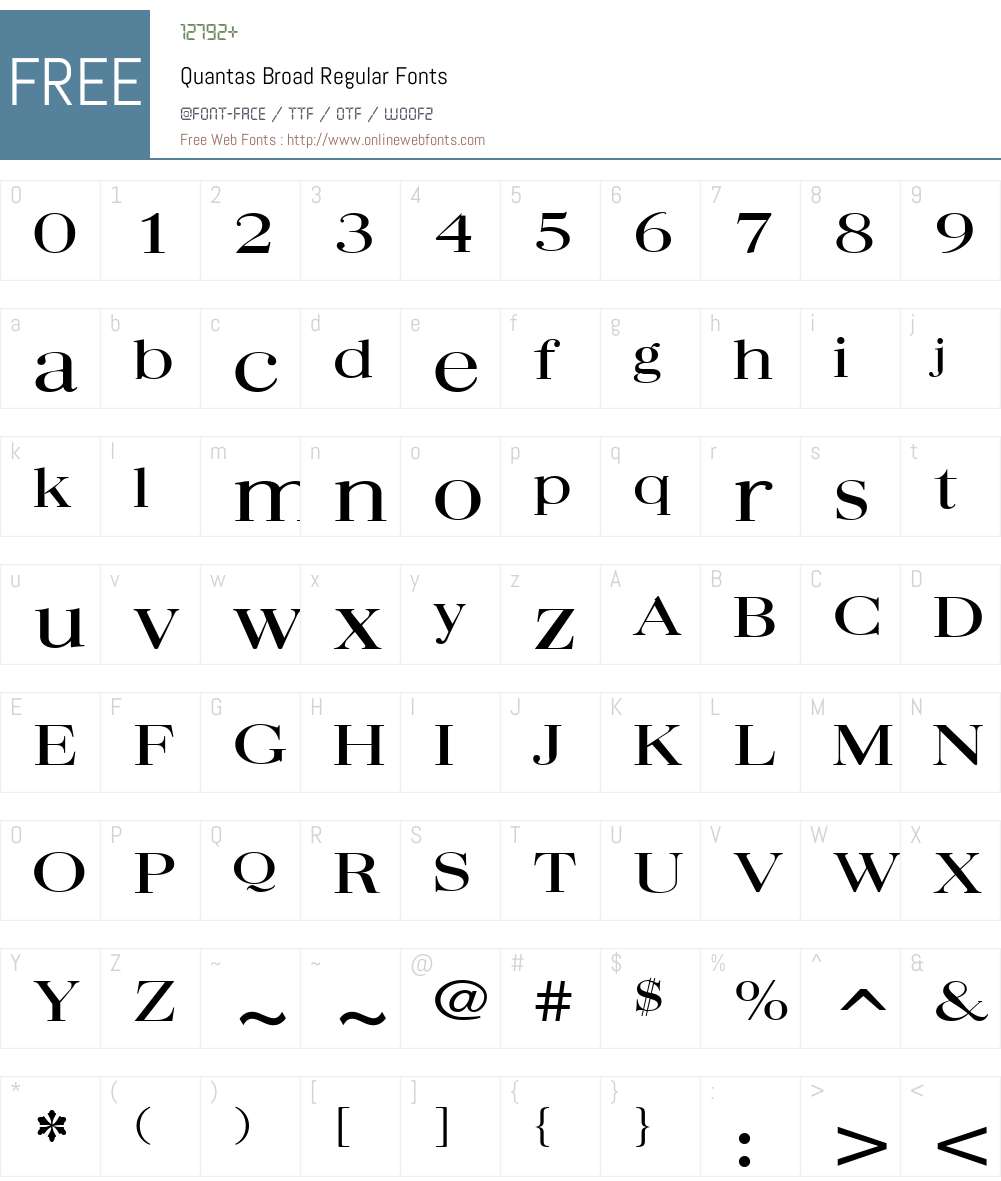Quantas Broad Font Screenshots