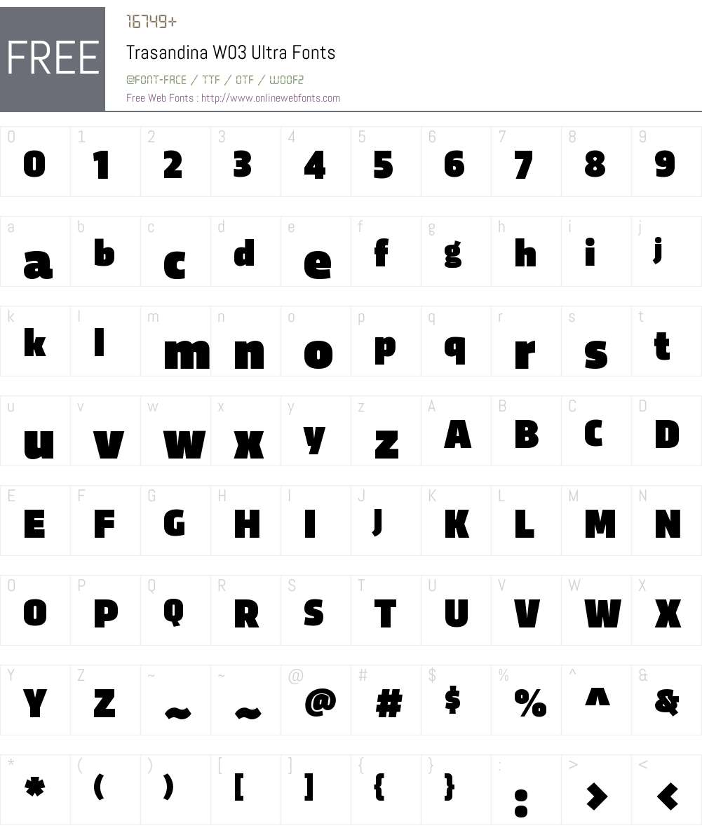Trasandina Font Screenshots