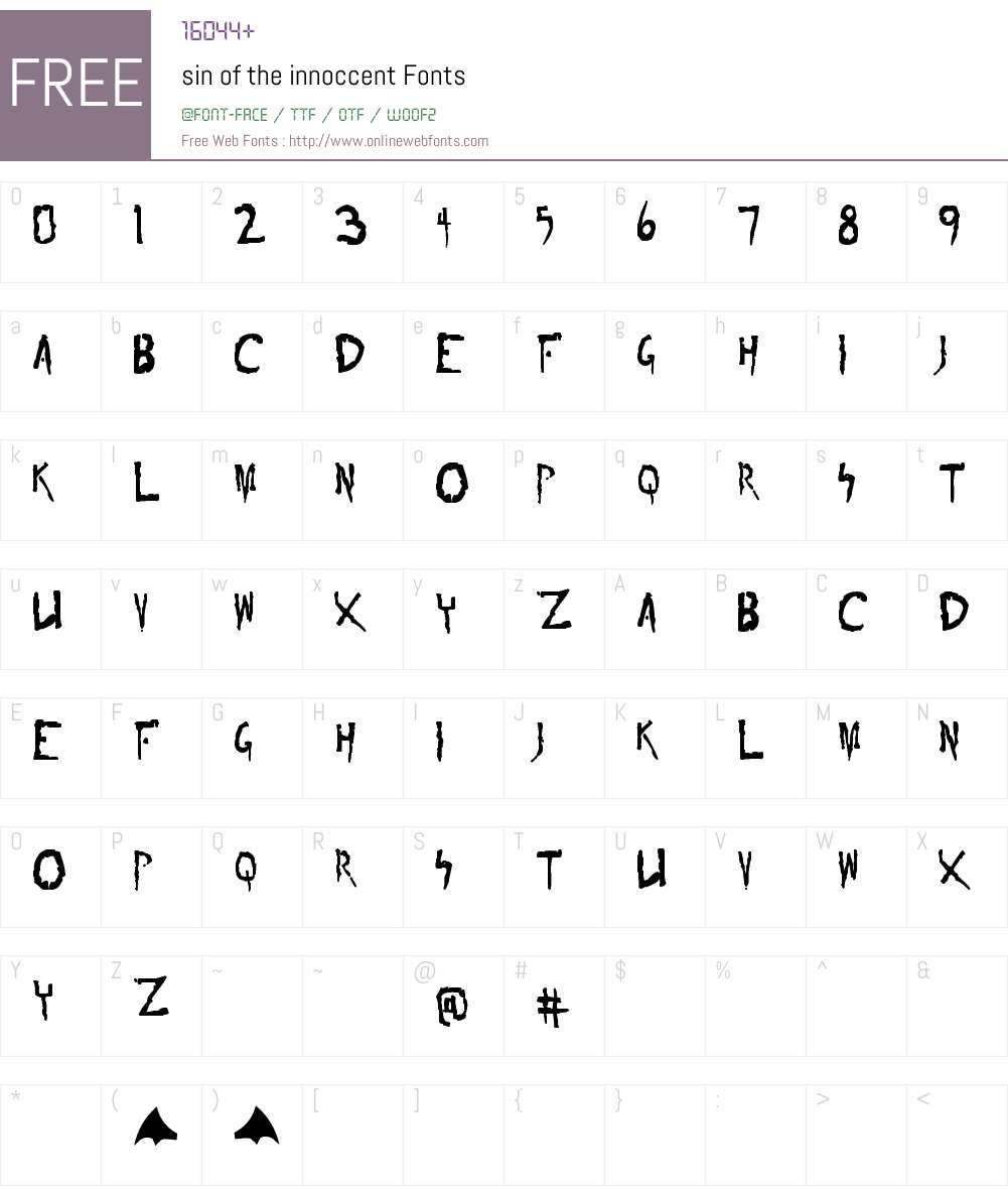 sin of the innoccent Font Screenshots