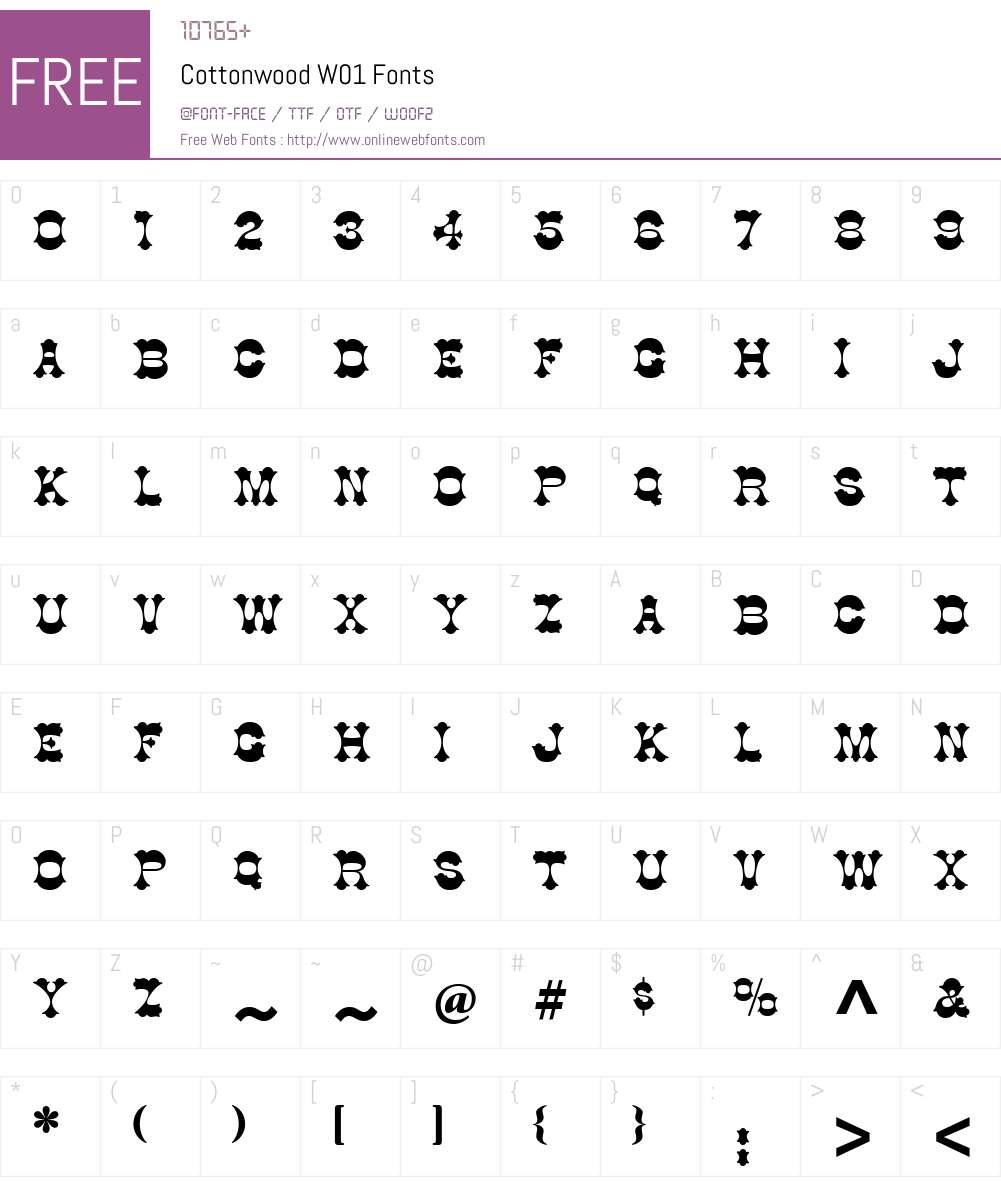 CottonwoodW01 Font Screenshots