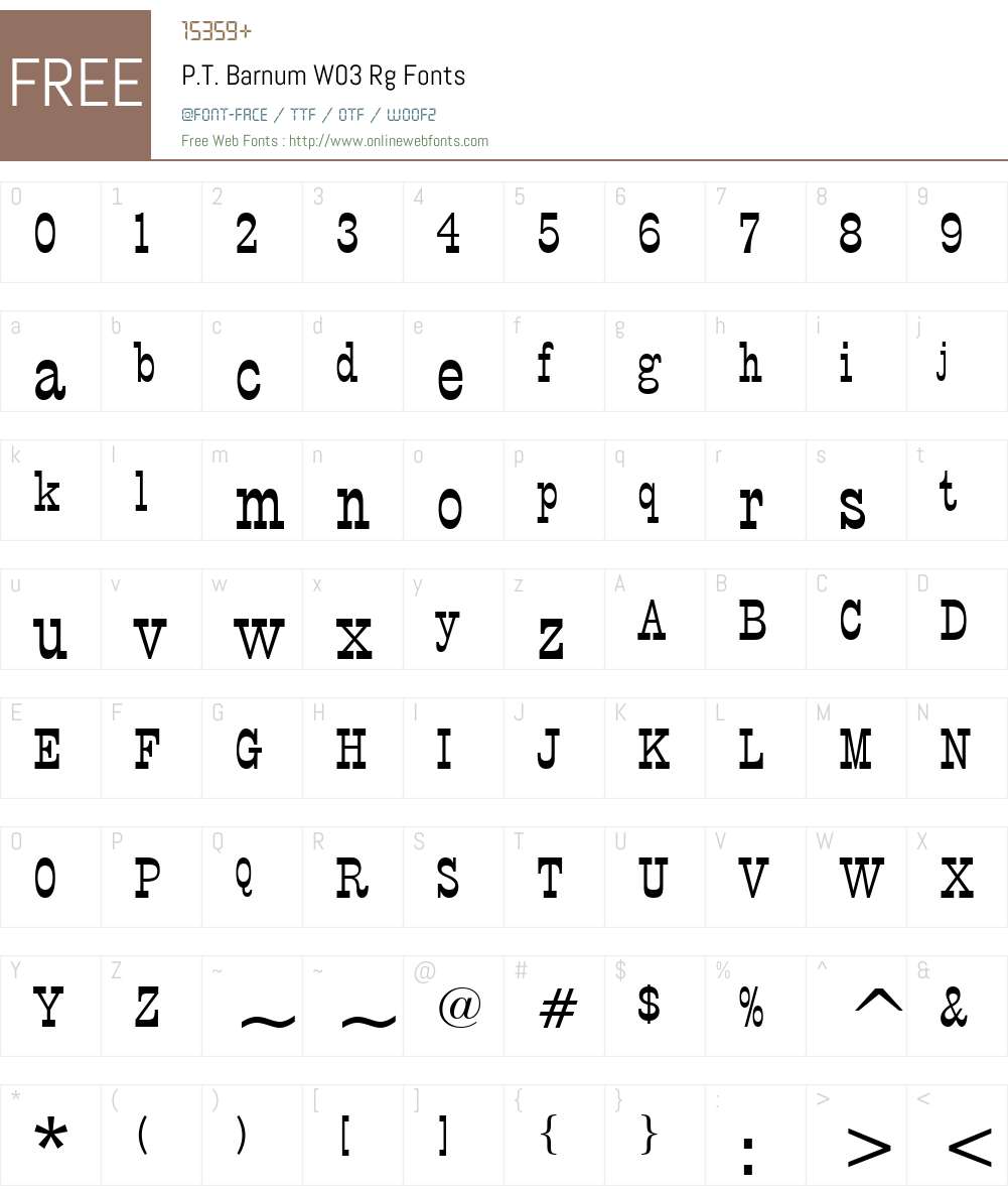P.T. Barnum Font Screenshots