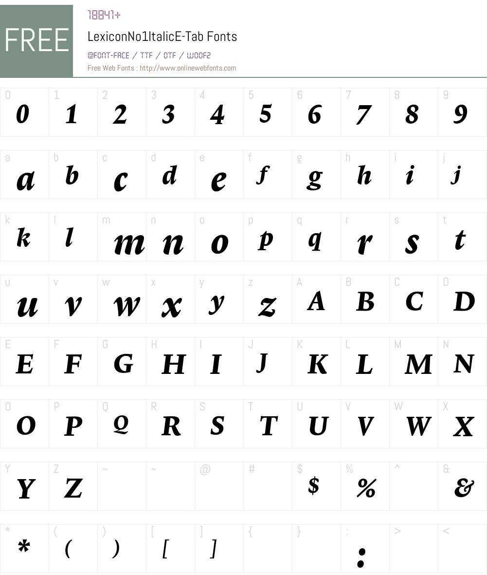 LexiconNo1ItalicE Font Screenshots