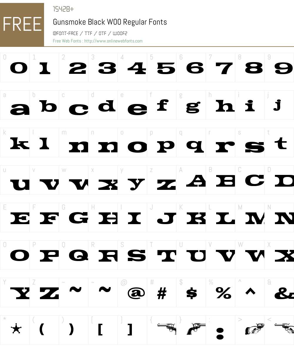 GunsmokeBlackW00-Regular Font Screenshots