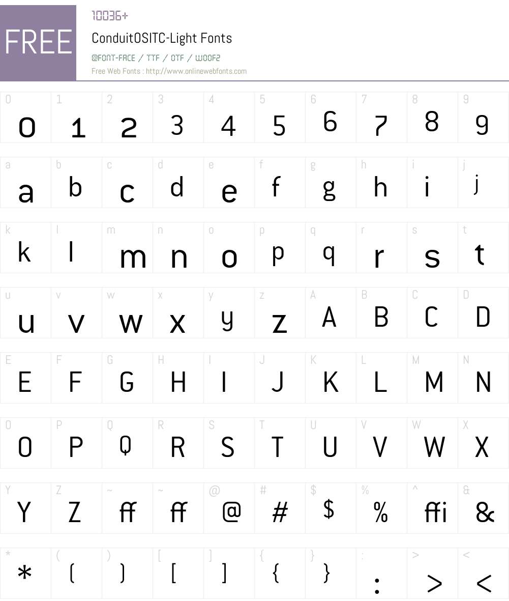 ConduitOSITC Font Screenshots