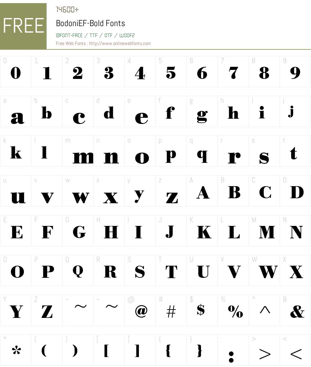 BodoniEF Font Screenshots