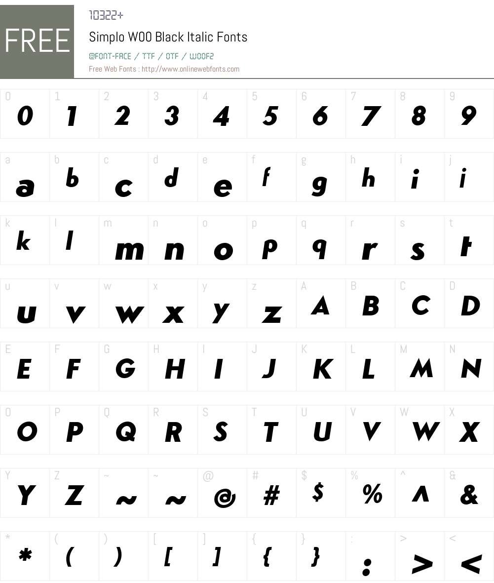 SimploW00-BlackItalic Font Screenshots