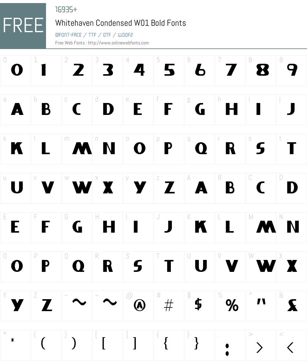 WhitehavenCondensedW01-Bold Font Screenshots