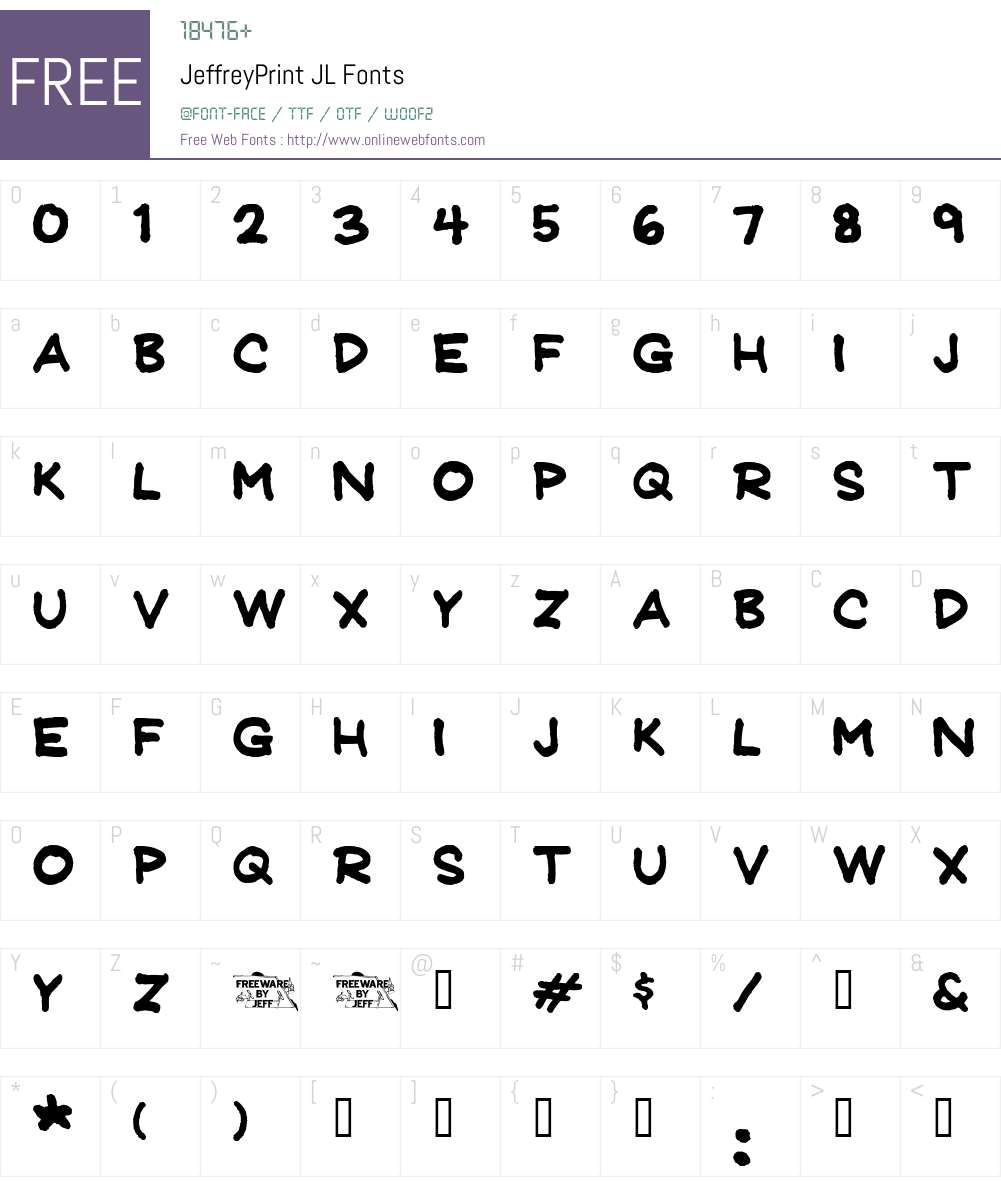 JeffreyPrint JL Font Screenshots