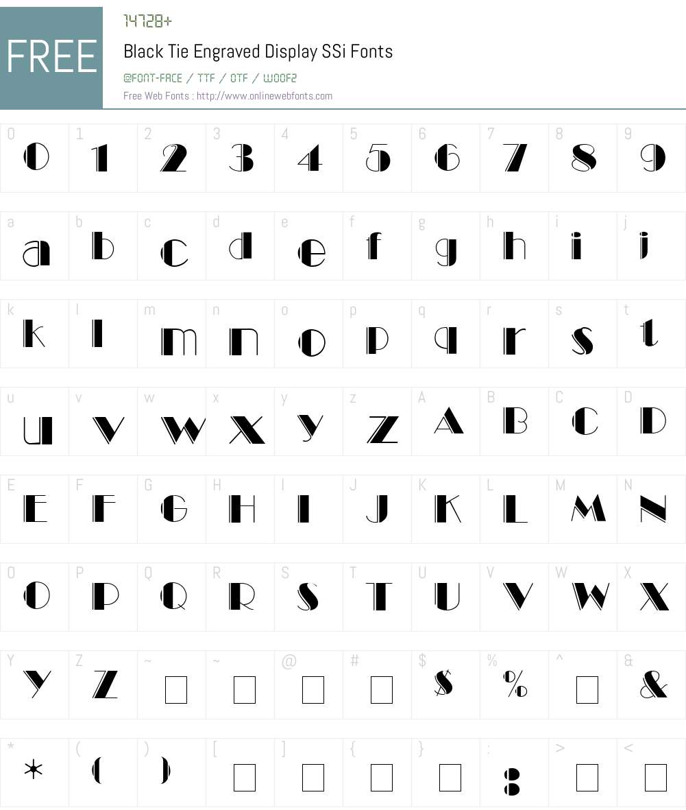 Black Tie Engraved Display SSi Font Screenshots