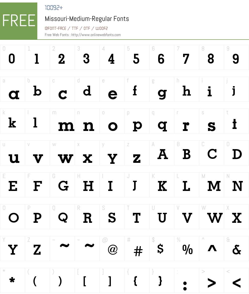 Missouri-Medium Font Screenshots