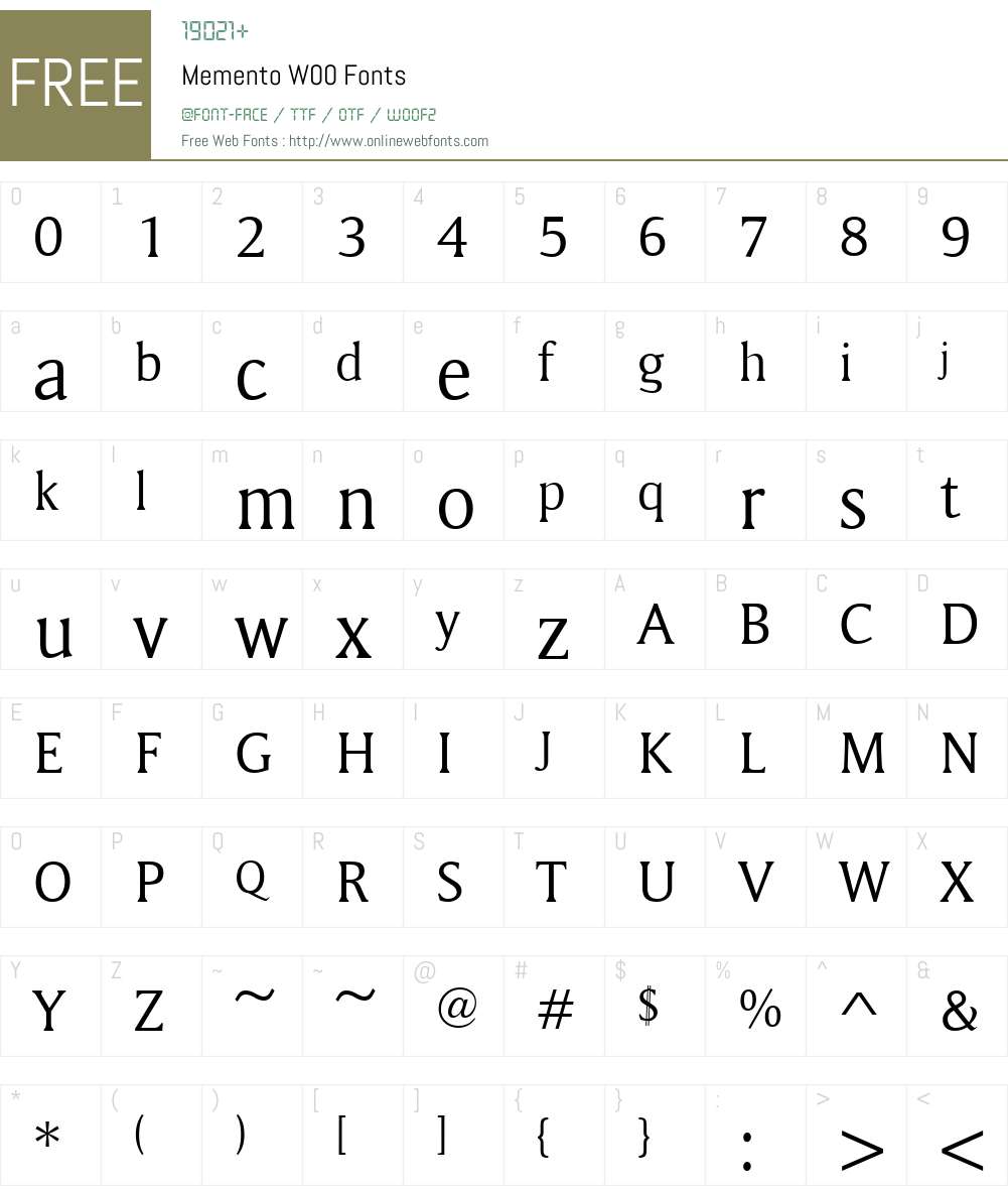 MementoW00 Font Screenshots