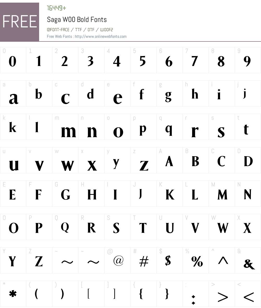 SagaW00-Bold Font Screenshots