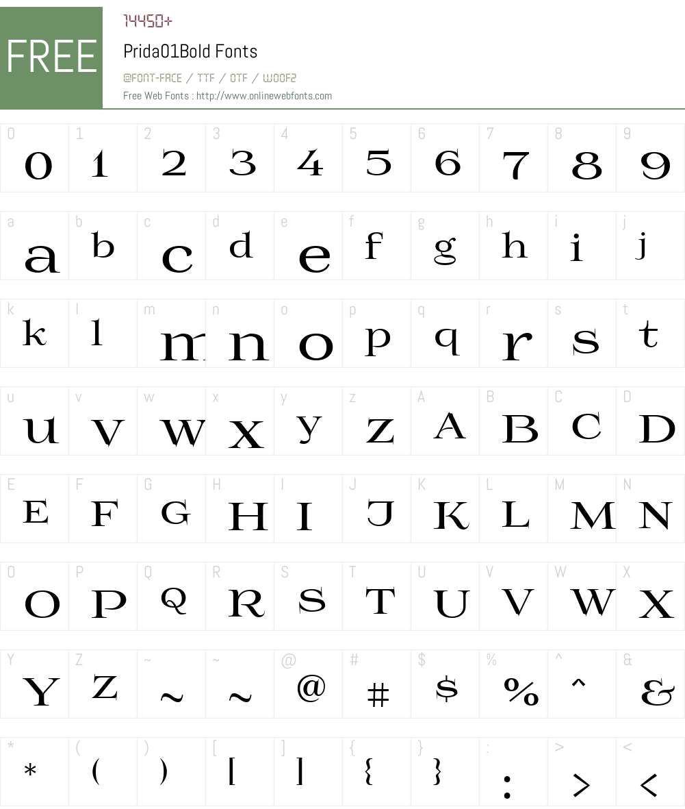 Prida01 Font Screenshots