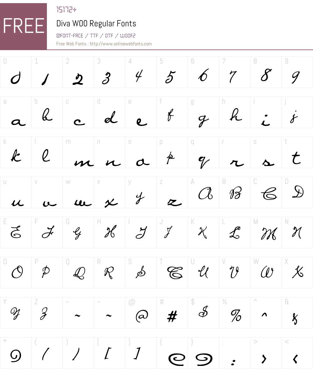 DivaW00-Regular Font Screenshots