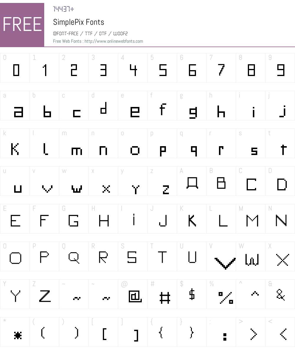 SimplePix Font Screenshots