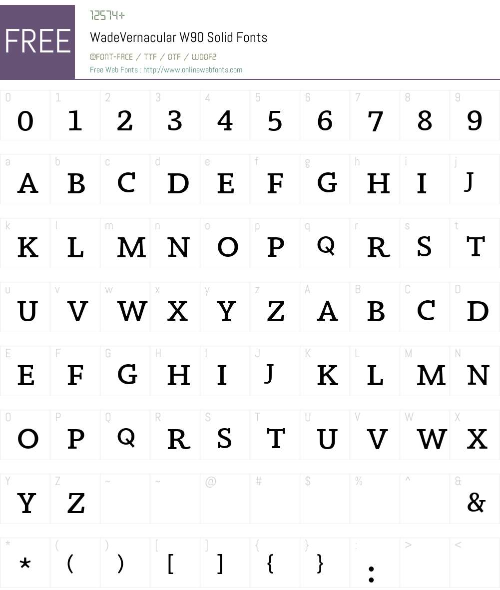 WadeVernacularW90-Solid Font Screenshots