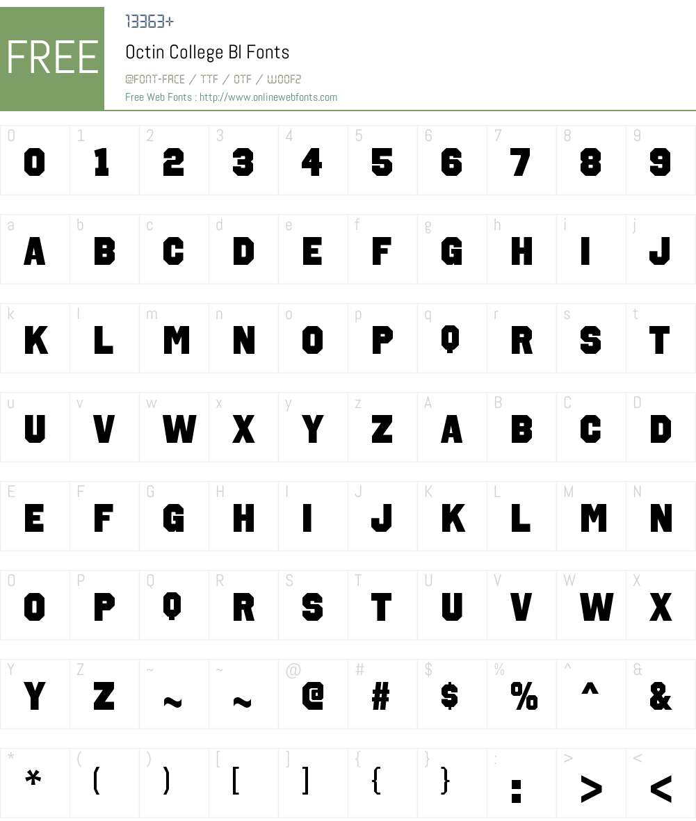 Octin College Font Screenshots
