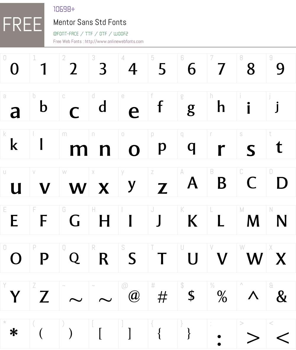 Mentor Sans Std Font Screenshots