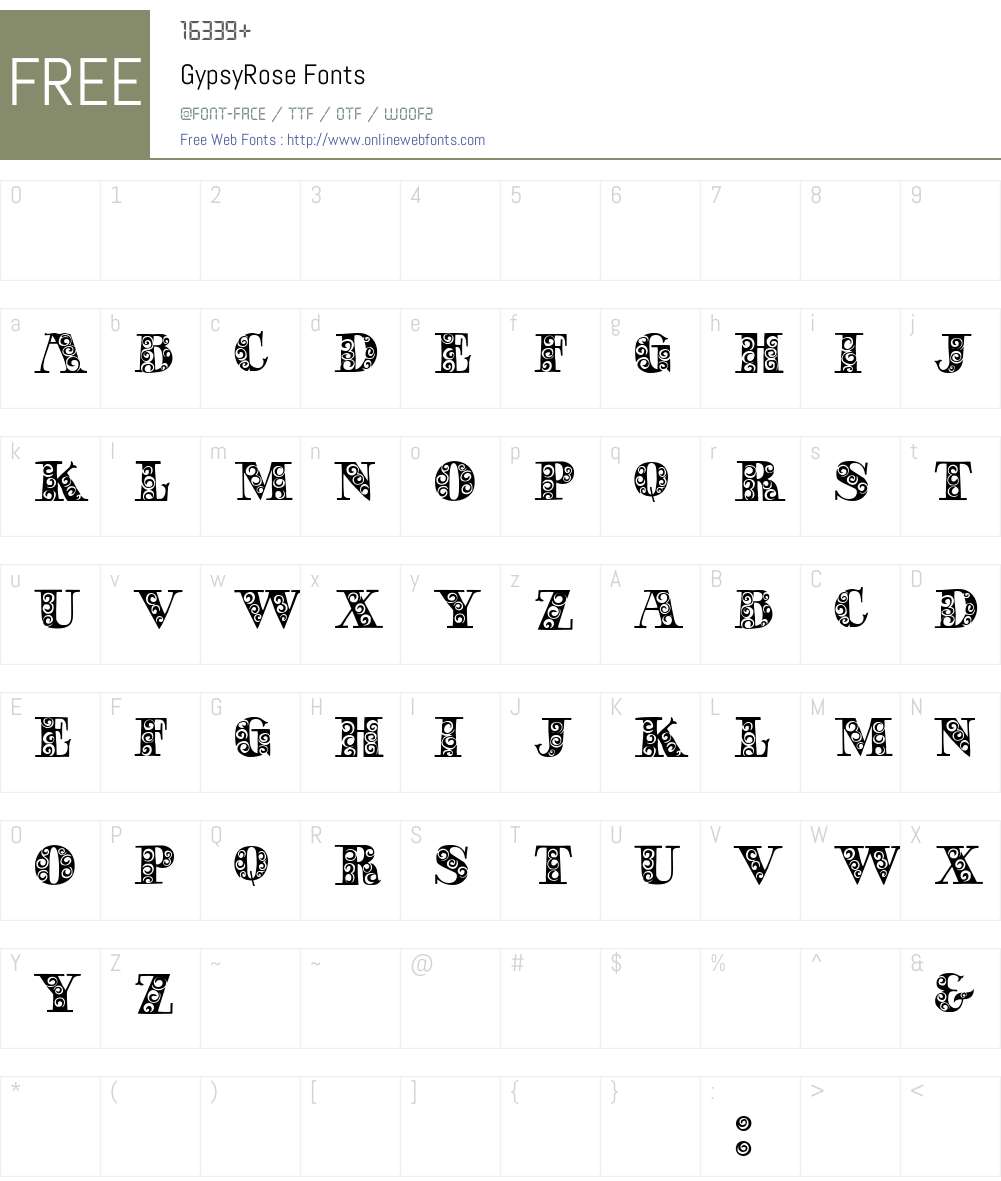 GypsyRose Font Screenshots