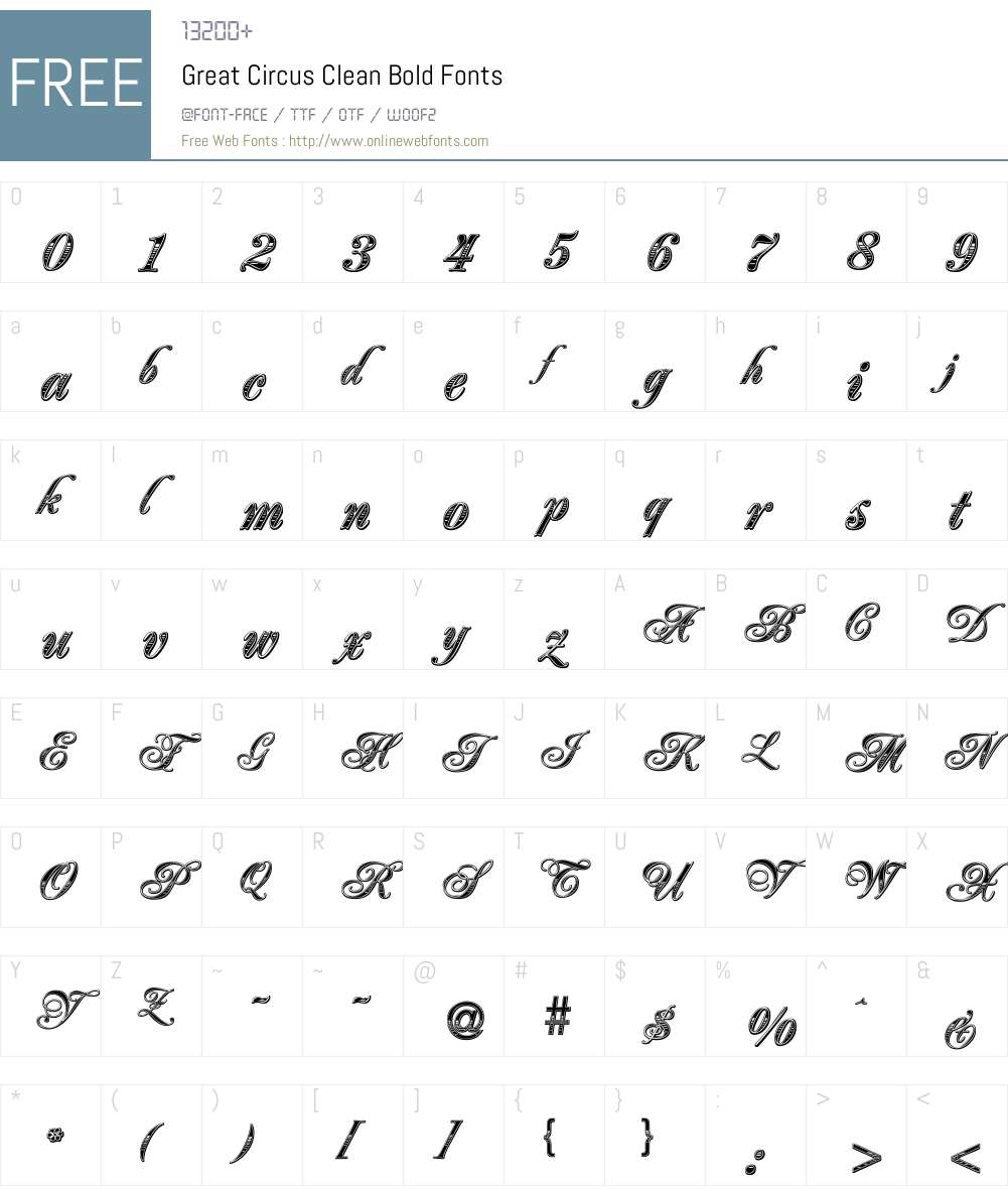 Great Circus Clean Bold Macromedia Fontographer 4.1.2 1/20/04 Fonts