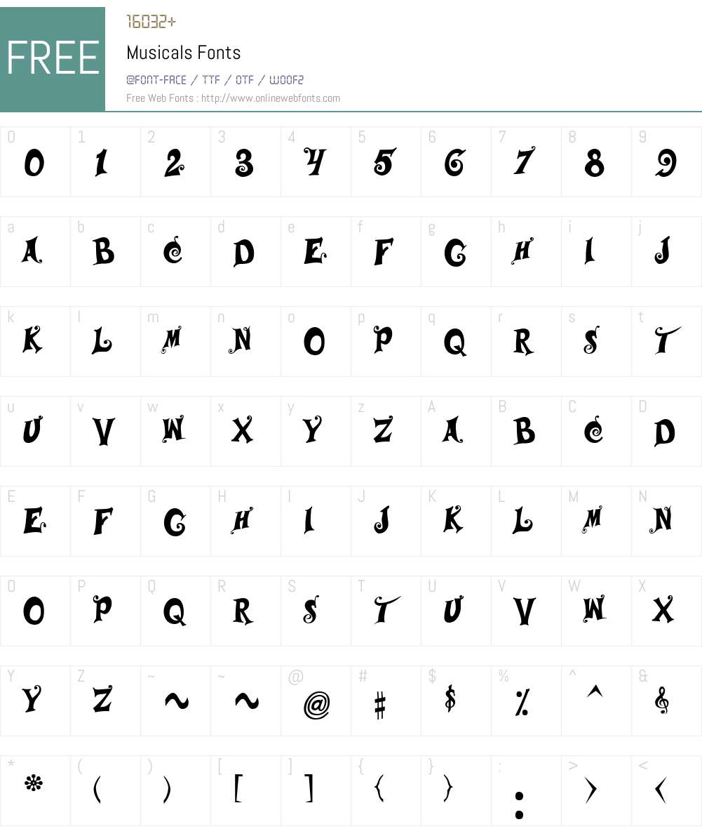 Musicals Font Screenshots