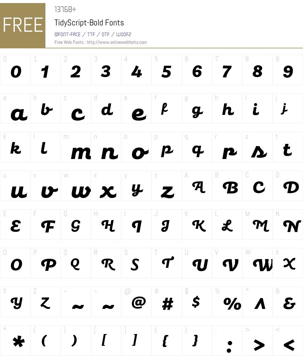 Tidy Script Bold Font Screenshots