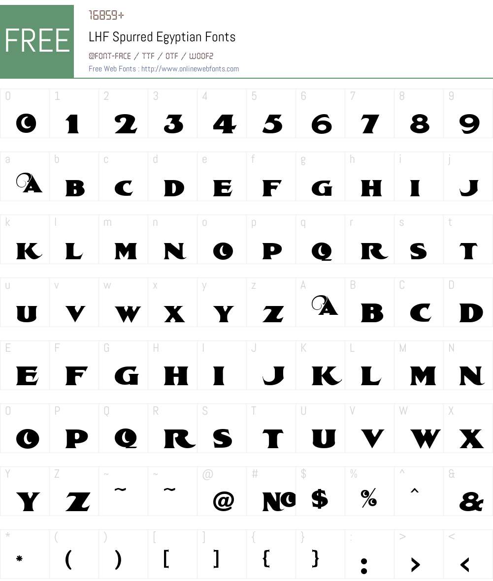 LHF Spurred Egyptian Font Screenshots