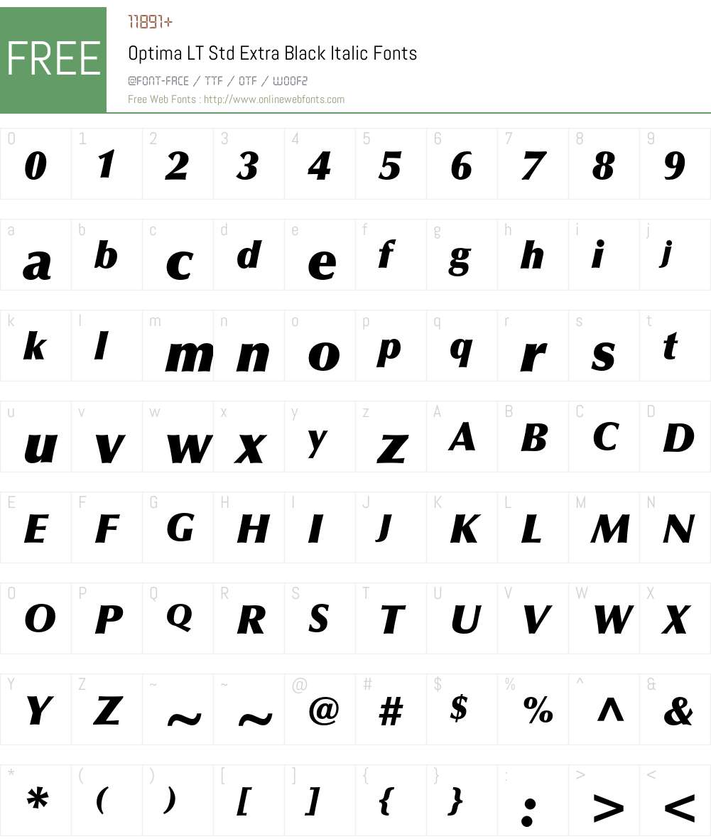 Optima LT Std Font Screenshots