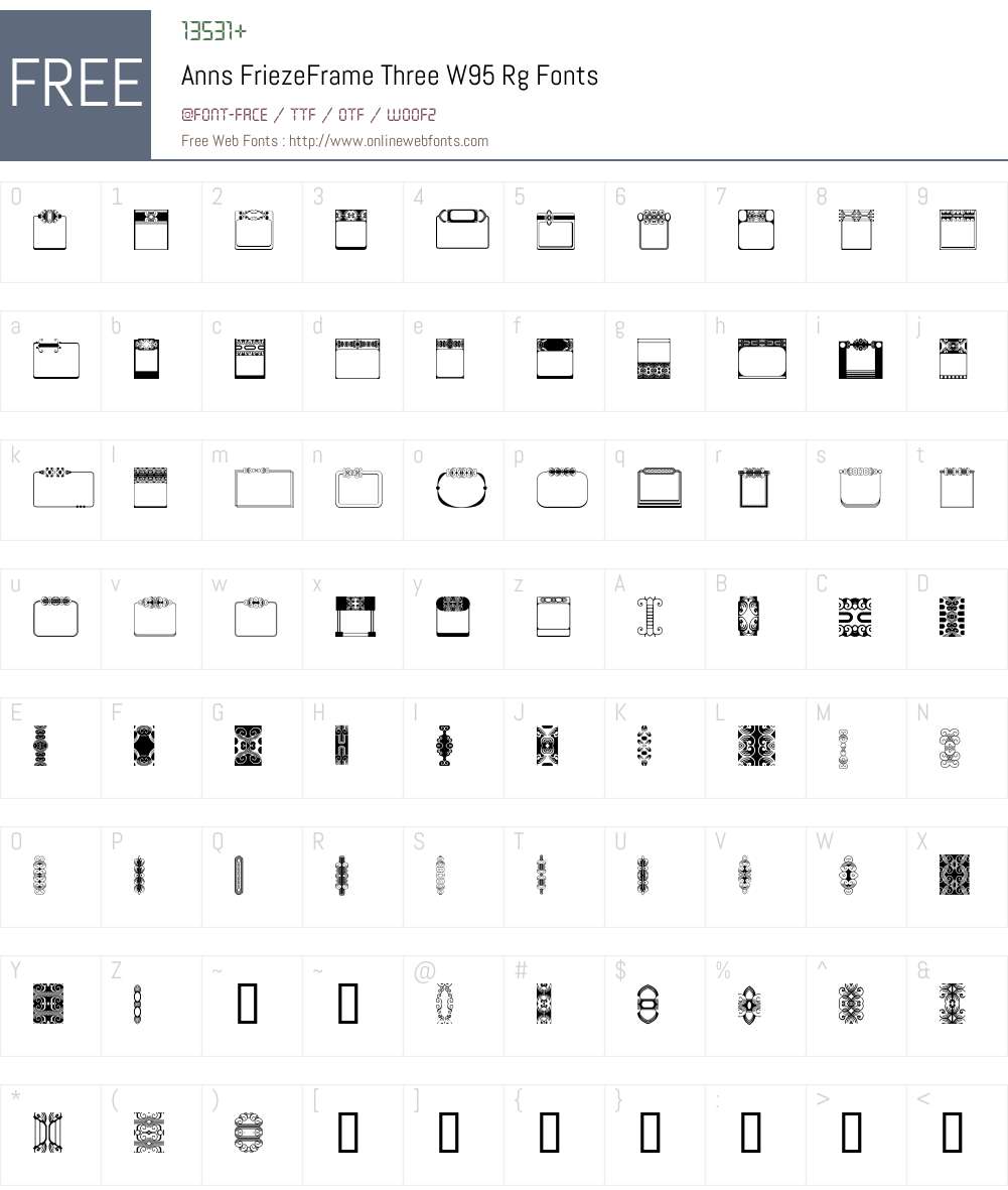 Ann's FriezeFrame Three Font Screenshots