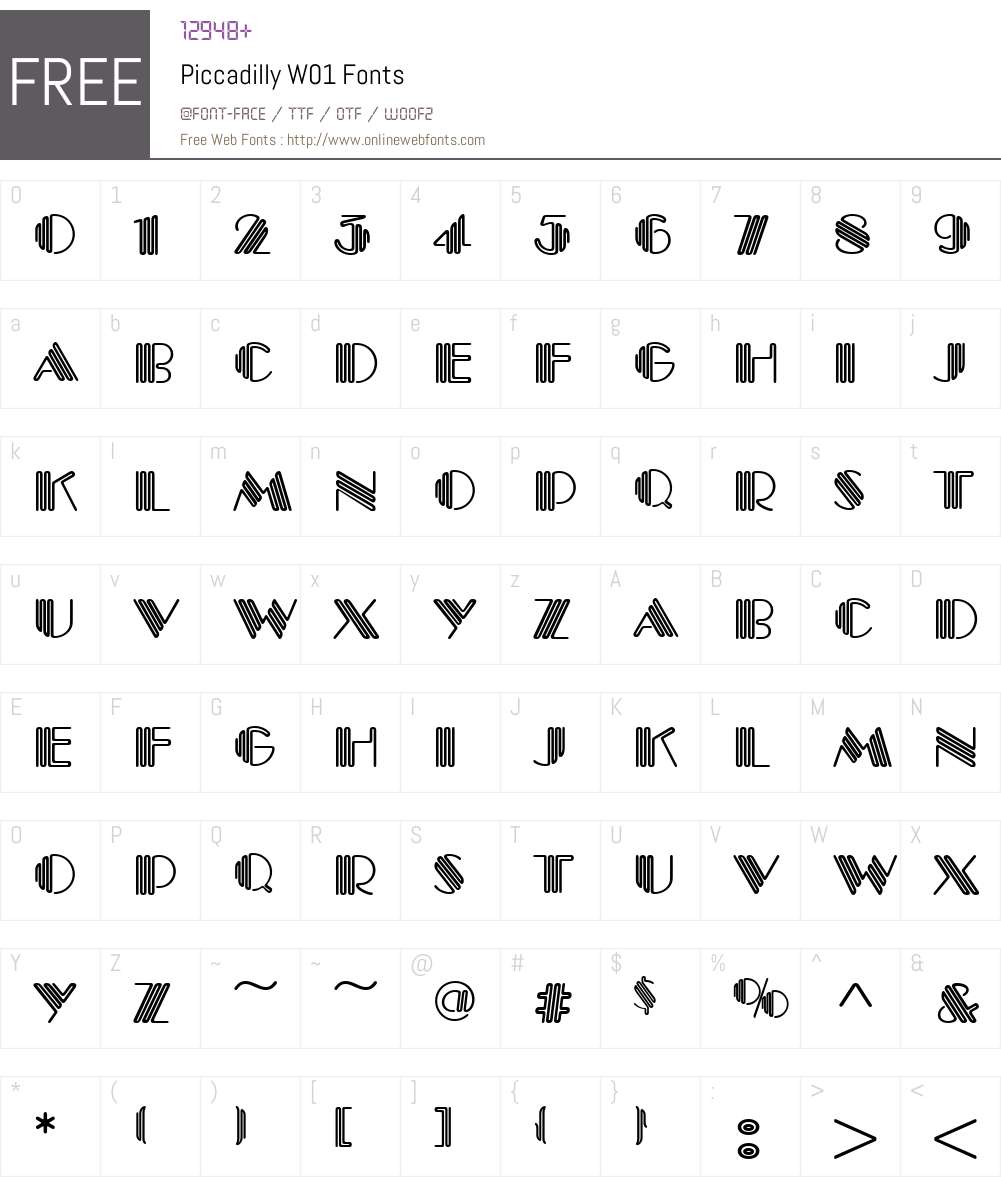 PiccadillyW01 Font Screenshots